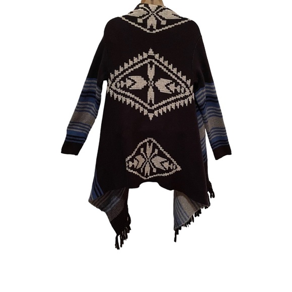 LoveStitch Open Front Cardigan Aztec Design Wool Angora Blend Size Small - Picture 5 of 6